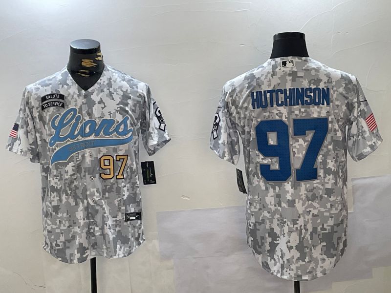 Men Detroit Lions #97 Hutchinson Nike Arctic Camo 2024 Salute to Service Limited NFL Jersey style 3